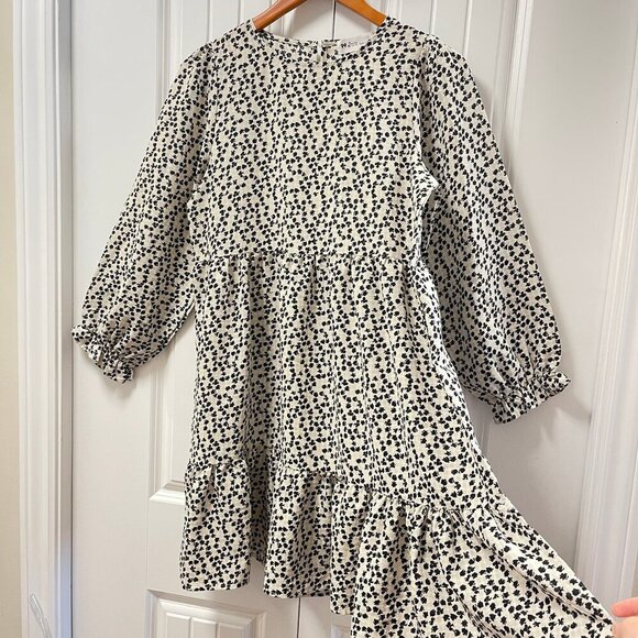 NWOT Jun From Korea Gingham Floral Babydoll Dress Ivory Cream – M - Picture 2 of 11